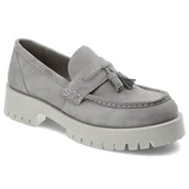 Mokasyny damskie - Szare Mokasyny Nessi Damskie Modne Buty - miniaturka - grafika 1