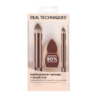 Pędzle do makijażu - Real Techniques Zestaw: Makeup Saver Sponge + Brush Trio - miniaturka - grafika 1