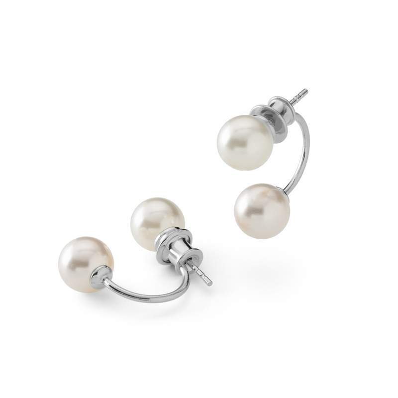 Srebrne kolczyki za ucho perła, srebro 925 : Perła - kolory - GAVBARI hodowane białe, Srebro - kolor pokrycia - Pokrycie platyną