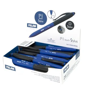 MILAN Pudełko wystawowe 25 długopisów P1 touch Stylus, niebieski atrament - Długopisy - miniaturka - grafika 1