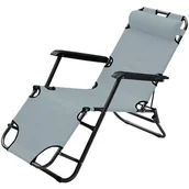 Leżaki ogrodowe - VK1 LEŻAK FOTEL WIELOPOZYCYJNY Z ZAGŁÓWKIEM LEVEL SZARY H1 CZ21010 - miniaturka - grafika 1