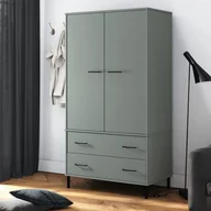 Szafy - vidaXL Szafa OSLO, metalowe nóżki, szara, 90x55x172,5 cm, lite drewno - miniaturka - grafika 1