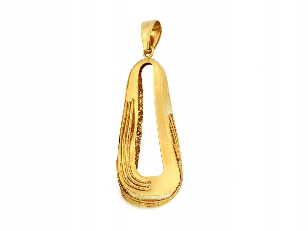 Zawieszka złota 585 duża długa SZTYWNA 2.91g ażurowy wzór ELEGANCKI 14kt