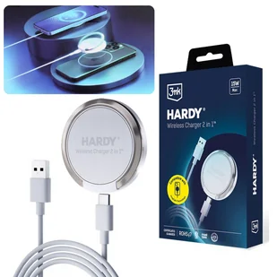 3mk HARDY Wireless Charger 2in1 15W White Ładowarka indukcyjna - Ładowarki do telefonów - miniaturka - grafika 1