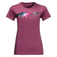 Koszulki sportowe damskie - Damska Koszulka JACK WOLFSKIN RAINBOW WOLF T W 1808301-2094 – Fioletowy - miniaturka - grafika 1