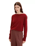 Swetry damskie - TOM TAILOR Damski Sweter z dekoltem w łódkę 1034466, 27785 - Dark Maroon Red Melange, XXS - miniaturka - grafika 1