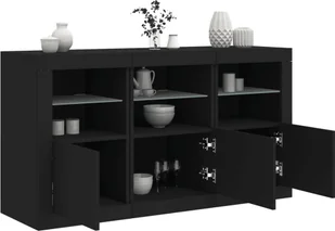 vidaXL Szafka z oświetleniem LED, czarna, 123x37x67 cm - Szafki RTV - miniaturka - grafika 1