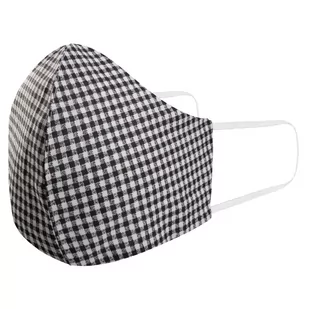 Maseczka wykonana z bawełny - dziubek - profilowana - czarna w pepitkę - EM Men's Accessories - Maseczki ochronne i antywirusowe - miniaturka - grafika 1