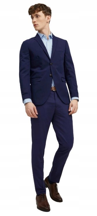 JACK JONES GRANATOWE ELEGANCKIE SPODNIE PROSTE W KANT 46 N2A