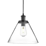 Lampy sufitowe - Searchlight Nowoczesna szklana lampa wisząca Pyramid, czarna - miniaturka - grafika 1