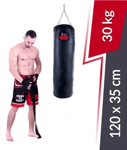 RING Worek bokserski Premium ze skóry naturalnej 30kg czarny - Worki treningowe - miniaturka - grafika 1