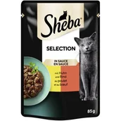 Mokra karma dla kotów - Sheba Selection w sosie z kurczakiem i wołowiną 28 x 85 g - miniaturka - grafika 1