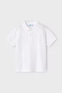 Koszulki dla chłopców - Mayoral polo bawełniane dziecięce kolor biały gładki - miniaturka - grafika 1
