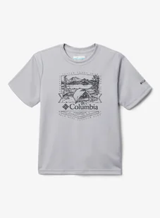 Koszulka chłopięca Columbia Fork Stream Short Sleeve Graphic Shirt - columbia grey/lakeside badge - Koszulki i topy damskie - miniaturka - grafika 1