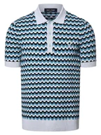 Koszulki męskie - Fred Perry Męska koszulka polo Mężczyźni niebieski|czarny wzorzysty, S - miniaturka - grafika 1