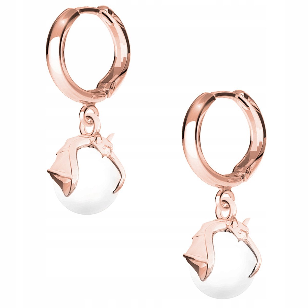 Kolczyki Nietoperz Perła różowe złoto 925