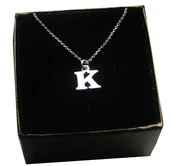 Łańcuszki - Naszyjnik łańcuszek literka z literką K srebro 925 - miniaturka - grafika 1