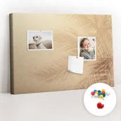 Tablice i flipcharty - Szkolna Tablica korkowa 60x40 cm, Kolorowe Pinezki, wzór Liście palmowe - miniaturka - grafika 1