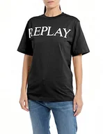 Koszulki i topy damskie - Replay T-shirt damski regular fit, 098 BLACK, S - miniaturka - grafika 1
