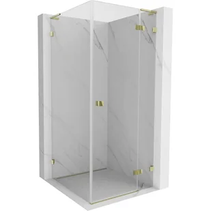 Mexen Lunar L kabina prysznicowa uchylna prawa 90 x 90 cm, transparent, złota - 834L-090-090-50-00-P - Kabiny prysznicowe - miniaturka - grafika 1