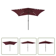 Parasole ogrodowe - The Living Store Parasol ogrodowy z LED i stalowym słupkiem - bordowy - 2x3 m - Parasol Ogrodowy - miniaturka - grafika 1