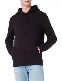 BOSS Męska bluza z kapturem Soody Curved z bawełny ekologicznej z wygiętym logo, czarny (Black1), S - Bluzy męskie - miniaturka - grafika 1