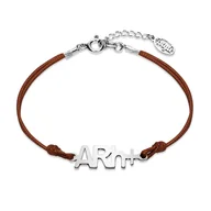 Bransoletki - Bransoletka srebrna na sznurku z grupą krwi - miniaturka - grafika 1