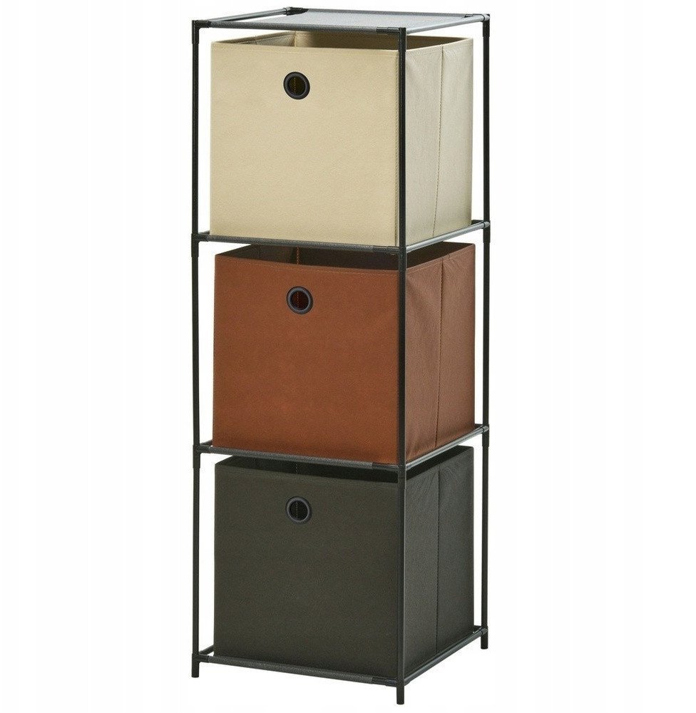 Regał z trzema materiałowymi koszami, 35 x 35 x 102 cm