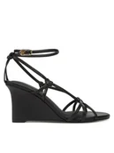 Sandały damskie - Tommy Hilfiger Sandały Leather Knots Wedge Sandal FW0FW08417 Czarny - miniaturka - grafika 1