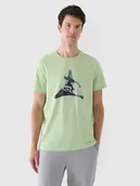 Koszulki męskie - T-shirt męski 100% bawełna 4F 4FRAW24TTSHM2301-41S Zielony - miniaturka - grafika 1