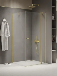 Złota kabina prysznicowa kwadratowa 80x80 K-4368 New Soleo Light Gold New Trendy - Kabiny prysznicowe - miniaturka - grafika 1