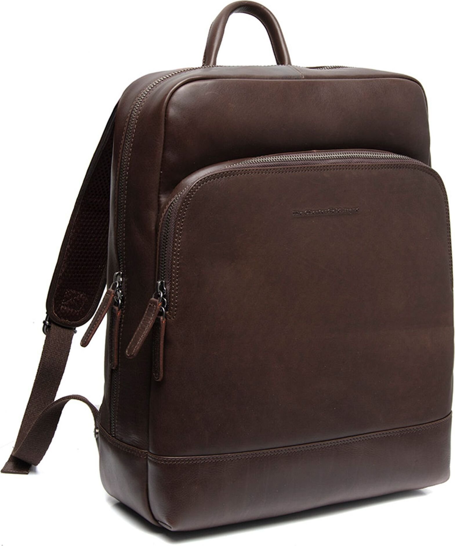 Plecak marki Chesterfield z przegrodą na laptopa Nicola Backpack Brown ciemnobrązowy