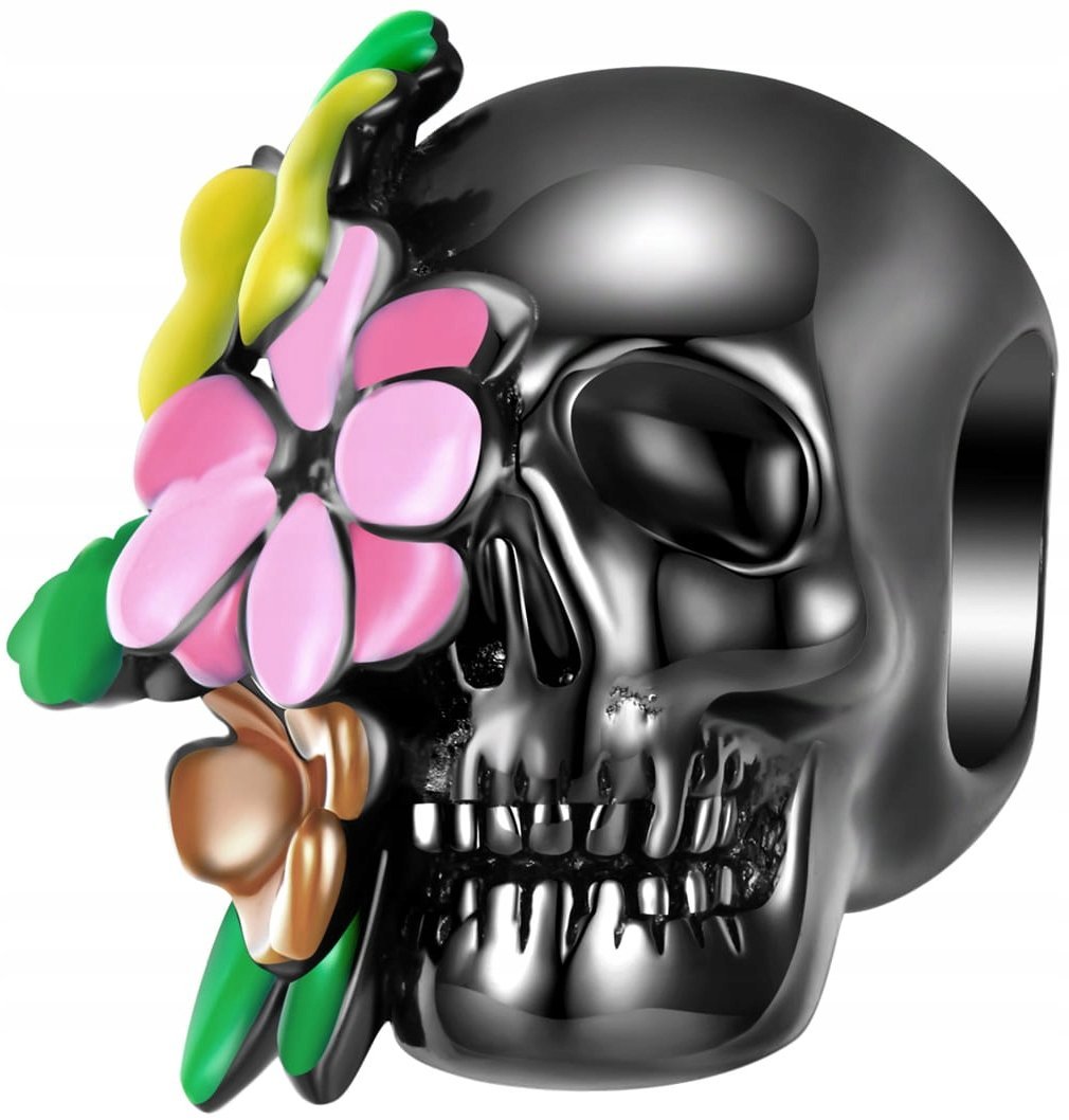 Charms Zawieszka Charms Czaszka Kwiaty 925 Trusky