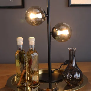 Lampa stołowa Neptun czarna z 2 dymionymi kulami - Lampy stojące - miniaturka - grafika 2