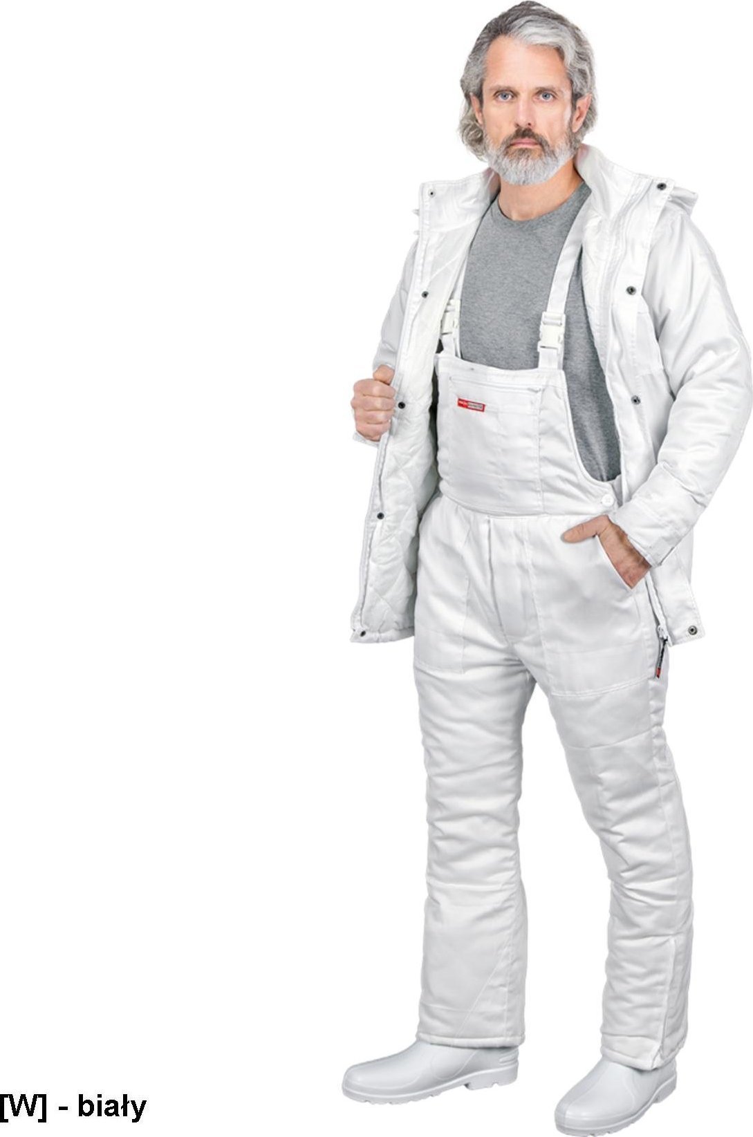 R.E.I.S. SMO-WHITE - Spodnie ocieplane ogrodniczki typu Master L