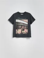 Koszulki i topy damskie - Reserved - T-shirt z nadrukiem - jasnoszary - miniaturka - grafika 1