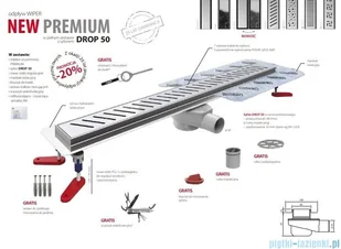 Wiper New Premium Tivano Odpływ liniowy z kołnierzem 60 cm syfon drop 50 mat 500.0167.03.060 | - Syfony - miniaturka - grafika 5