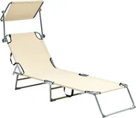 Leżaki ogrodowe - Beliani Leżak ogrodowy FOLIGNO Metal Beżowy - miniaturka - grafika 1