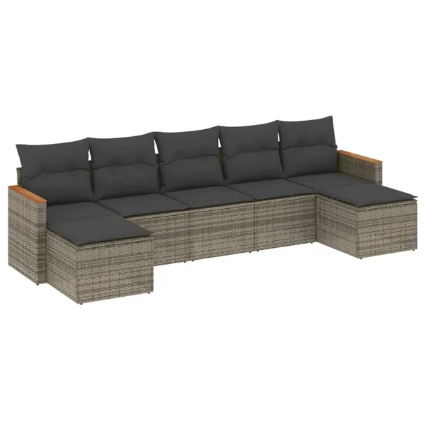 Modułowy zestaw mebli ogrodowych szary z rattanem PE, wymiary 55x62x69 cm