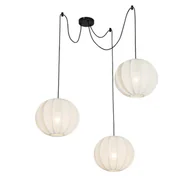 Lampy sufitowe - QAZQA Designerska lampa wisząca biała jedwab 30 cm 3-światła - Plu - miniaturka - grafika 1