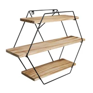 Półki do salonu - Półka ścienna dekoracyjna Heksagon Duży Loft - miniaturka - grafika 1