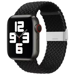 Hurtel Strap Fabric opaska do Apple Watch Ultra / 8 / 7 / 6 / SE / 5 / 4 / 3 / 2 (49mm / 45mm / 44mm / 42mm) pleciony materiałowy pasek bransoletka do zegarka czarny - Akcesoria do smartwatchy - miniaturka - grafika 1