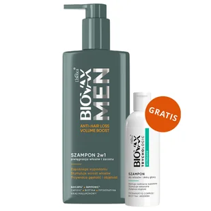 Biovax Men Anti Hair-Loss & Volume, szampon 2w1 do włosów i zarostu, 200 ml + szampon do włosów i skóry głowy, 50 ml gratis - Zestawy kosmetyków męskich - miniaturka - grafika 1