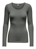 Bluzki damskie - ONLY Bluzka Live Love 15204712 Szary Stretch Fit - miniaturka - grafika 1