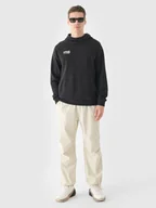 Bluzy męskie - 4F Bluza dresowa nierozpinana z kapturem męska - czarna XXL - miniaturka - grafika 1