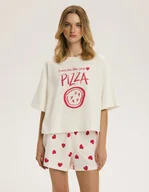 Piżamy damskie - Piżama damska Happiness Bloovii kremowy, czerwony S - miniaturka - grafika 1