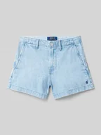 Spodnie i spodenki dla dziewczynek - Szorty z tkaniny stylizowanej na denim z wpuszczanymi kieszeniami - miniaturka - grafika 1