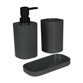Akcesoria łazienkowe - Zestaw łazienkowy MITO 3 elementowy szary - miniaturka - grafika 1