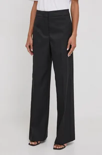 Calvin Klein spodnie damskie kolor czarny proste high waist - Spodnie damskie - miniaturka - grafika 1