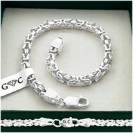 Bransolety męskie - ELEGANCKA MĘSKA BRANSOLETKA SREBRNA SPLOT KRÓLEWSKI 925, SZEROKA 21cm/5mm - miniaturka - grafika 1